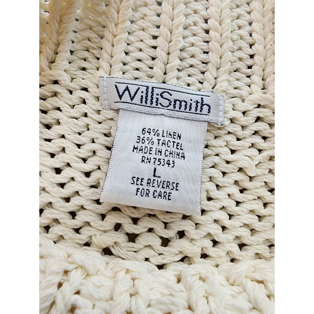 Vintage Knit Linen Blend Sweater Old Money Coastal Minimalist Willi Smith Large